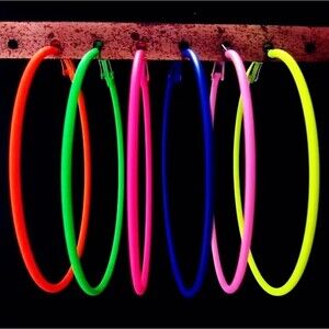 Neon color hoop earrings nightlife wear vibrant colors